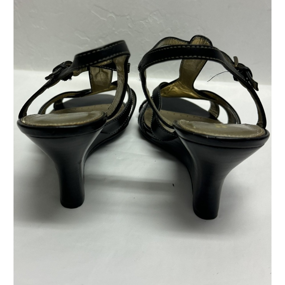 Naturalizer Women's Black Leather Woven T-Strap Wedge Heel Sandals - Picture 3 of 6